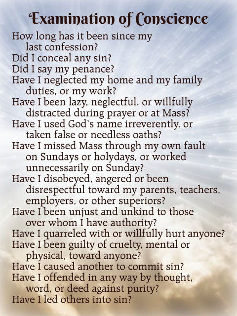 Examination of Conscience LAMINATED Prayer Card (3 Pack) Keep God in Life