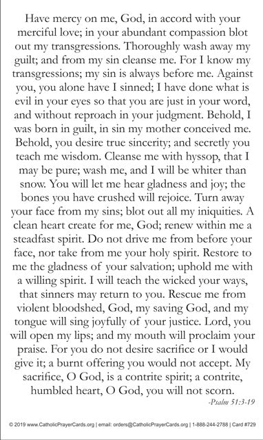 Prayer for Repentence, Psalm 51 Prayer Card 5-Pack Keep God in Life