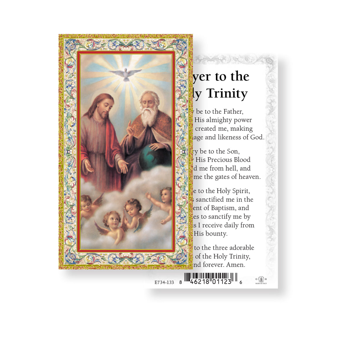 Prayer to Holy Trinity Gold-Stamped Holy Card — Keep God in Life