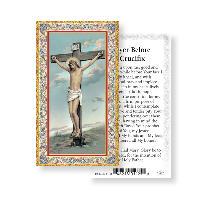 Prayer Before a Crucifix Gold-Stamped Holy Card Keep God in Life