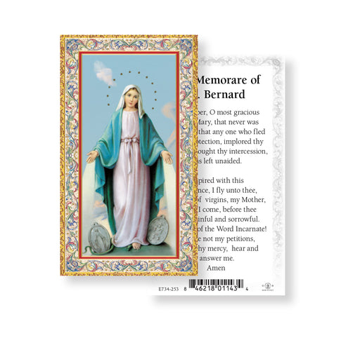 Our Lady of Grace Memorare St. Bernard Gold-Stamped Holy Card Keep God in Life