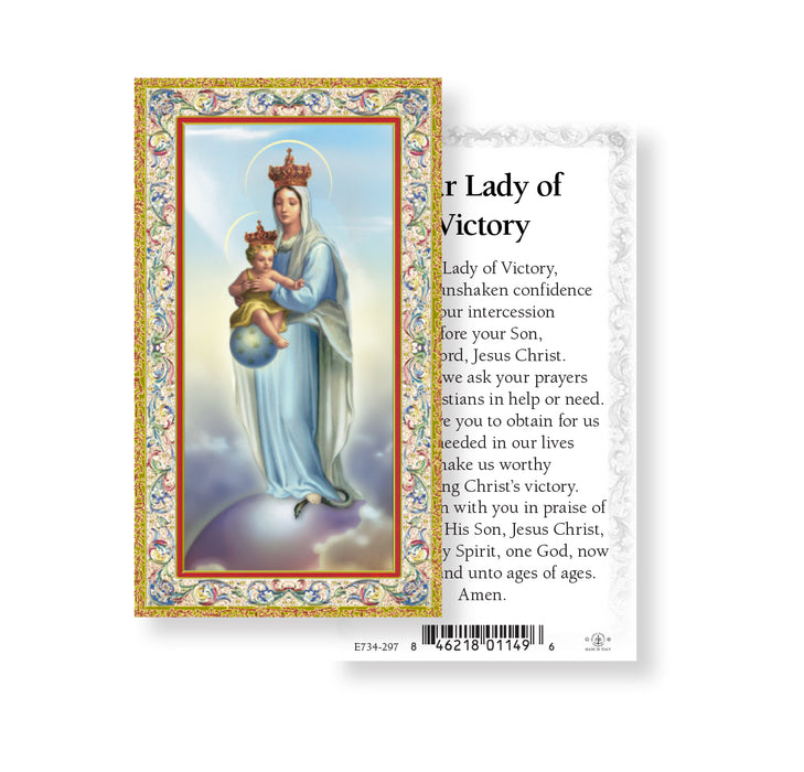 Our Lady of Victory Gold-Stamped Holy Card Keep God in Life