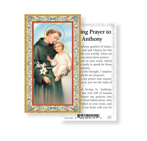 Offering Prayer to Saint Anthony Gold-Stamped Holy Card Keep God in Life