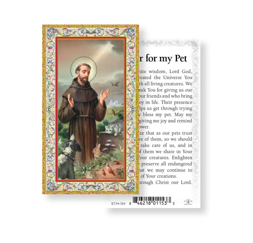 Saint Francis-Prayer for My Pet Gold-Stamped Holy Card Keep God in Life