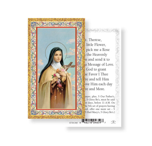 Saint Therese-Pick Me a Rose Gold-Stamped Holy Card Keep God in Life