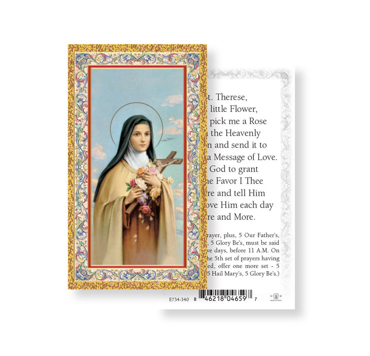 Saint Therese-Pick Me a Rose Gold-Stamped Holy Card Keep God in Life