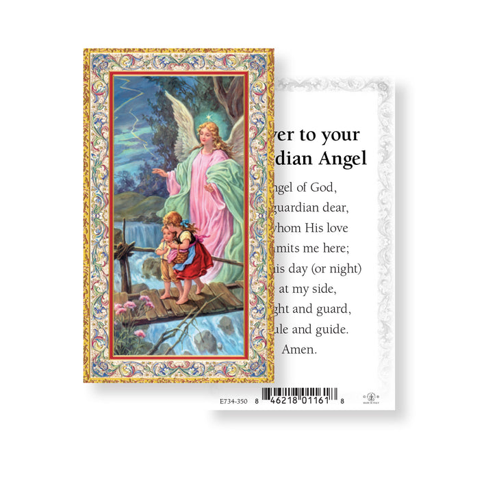 Guardian Angel - Angel of God Gold-Stamped Holy Card Keep God in Life