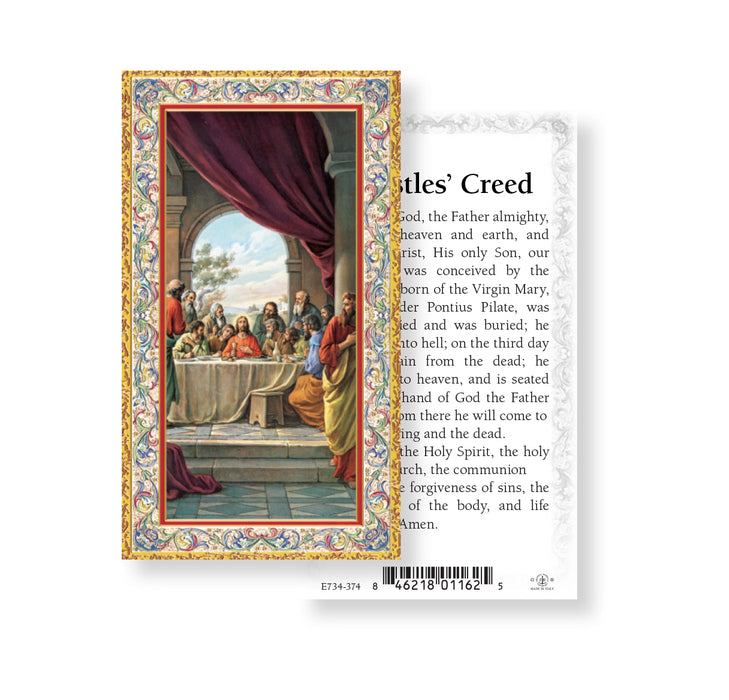 Apostles' Creed - Last Supper Gold-Stamped Holy Card Keep God in Life