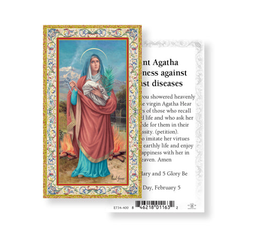 Saint Agatha Gold-Stamped Holy Card Keep God in Life