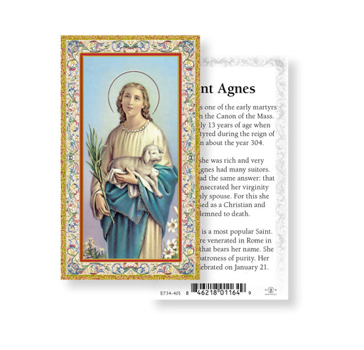 Saint Agnes Gold-Stamped Holy Card Keep God in Life
