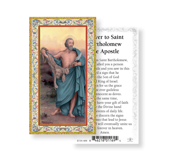 Saint Bartholomew Gold-Stamped Holy Card Keep God in Life