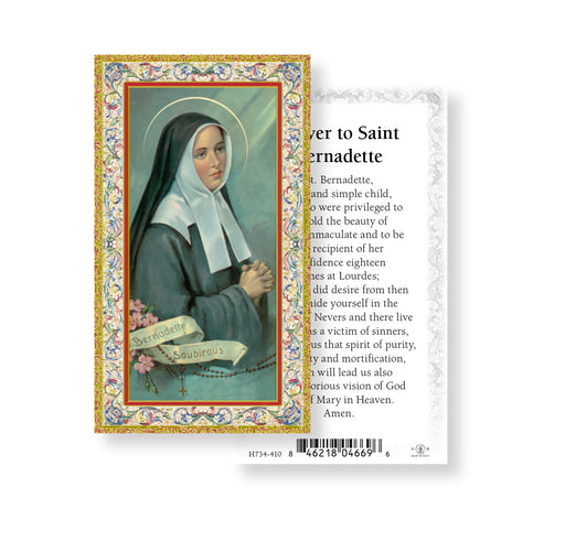 Prayer to Saint Bernadette Gold-Stamped Holy Card Keep God in Life
