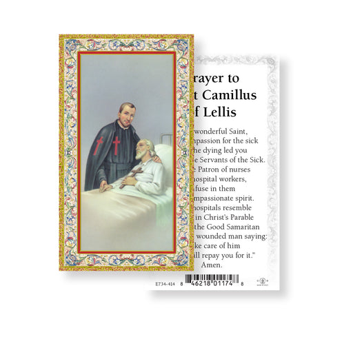 Saint Camillus of Lellis Gold-Stamped Holy Card Keep God in Life