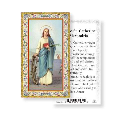 Saint Catherine of Alexandria Gold-Stamped Holy Card Keep God in Life