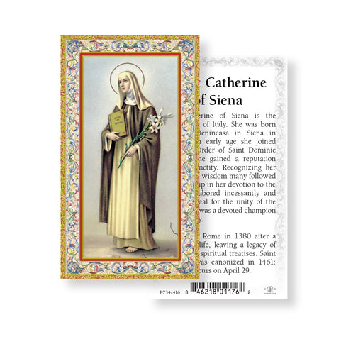 Saint Catherine of Siena Gold-Stamped Holy Card Keep God in Life