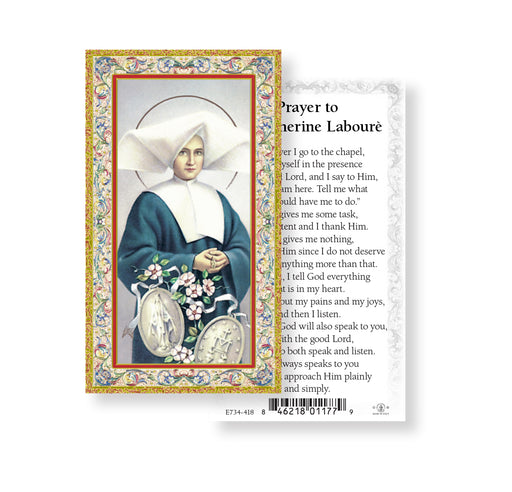 Saint Catherine Laboure Gold-Stamped Holy Card Keep God in Life