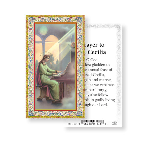 Saint Cecilia Gold-Stamped Holy Card Keep God in Life
