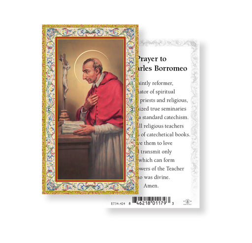 Saint Charles Borromeo Gold-Stamped Holy Card Keep God in Life