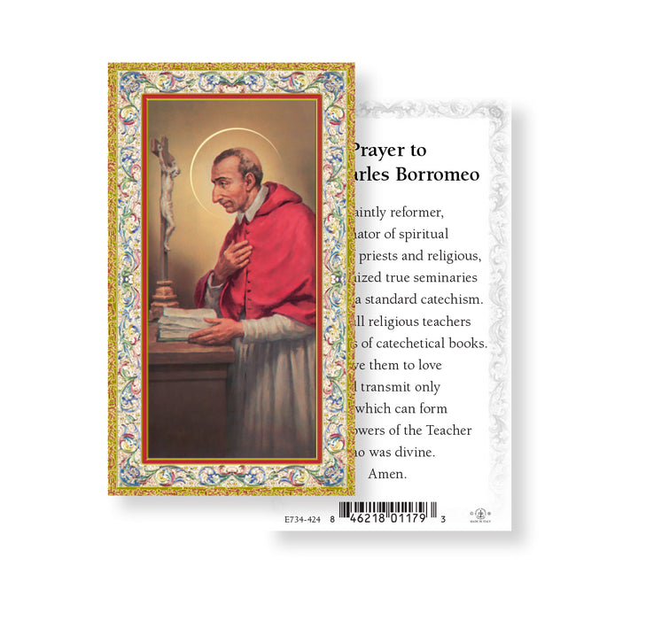 Saint Charles Borromeo Gold-Stamped Holy Card Keep God in Life