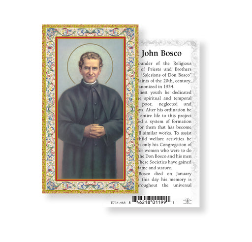 Saint John Bosco Gold-Stamped Holy Card Keep God in Life