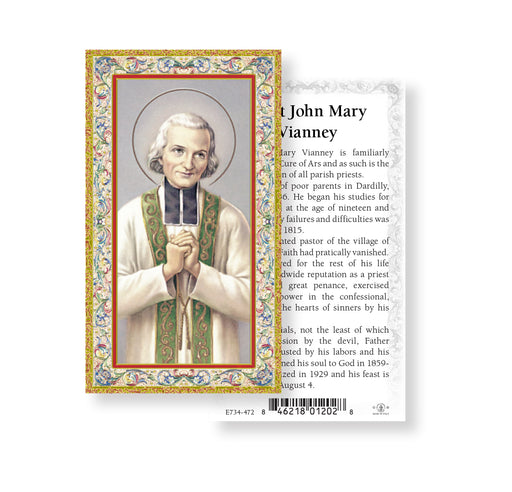 Saint John Mary Vianney Gold-Stamped Holy Card Keep God in Life