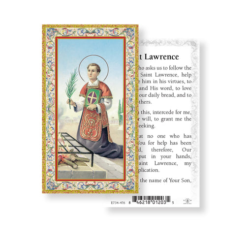 Saint Lawrence Gold-Stamped Holy Card Keep God in Life