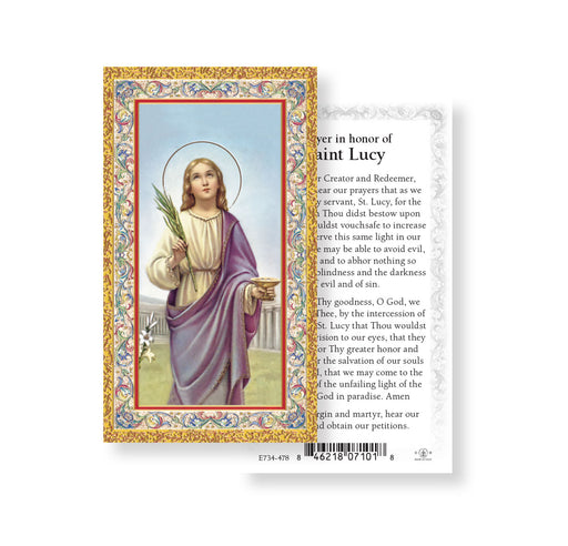Saint Lucy Gold-Stamped Holy Card Keep God in Life