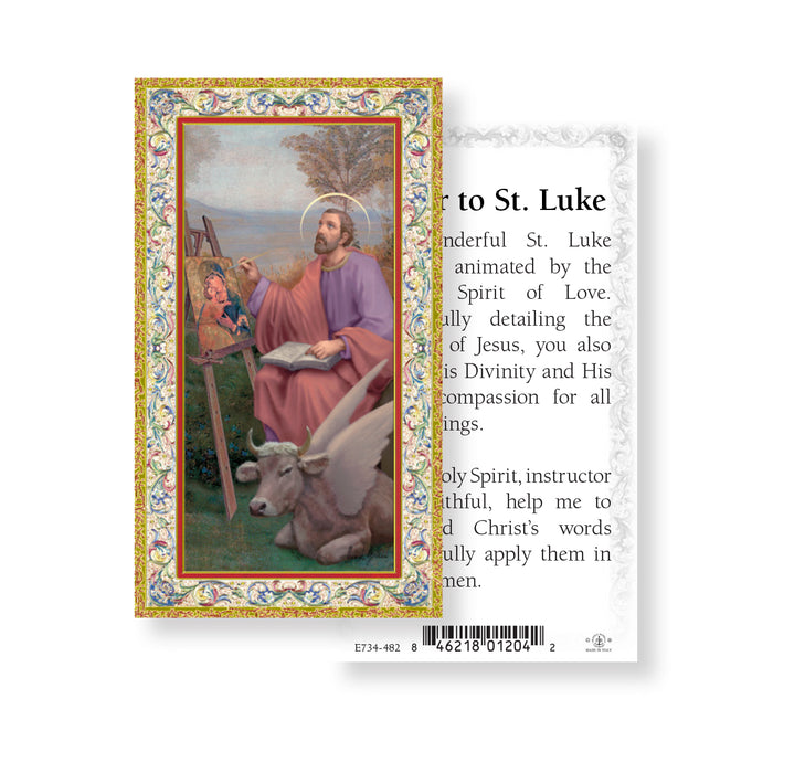 Saint Luke Gold-Stamped Holy Card Keep God in Life