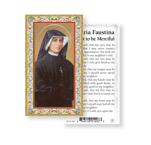 Saint Maria Faustina Gold-Stamped Holy Card Keep God in Life