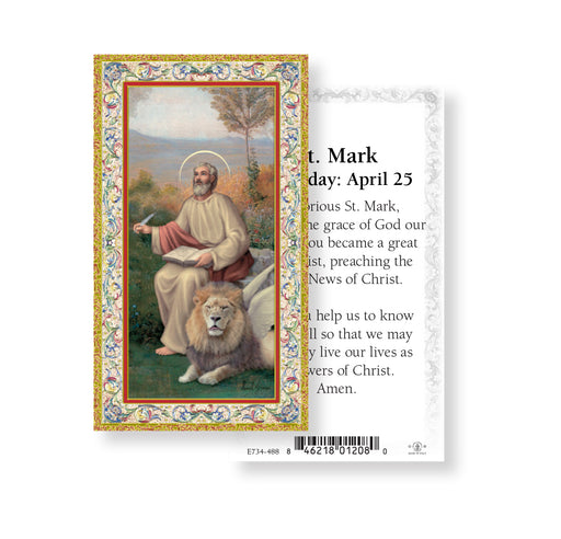 Saint Mark Gold-Stamped Holy Card Keep God in Life