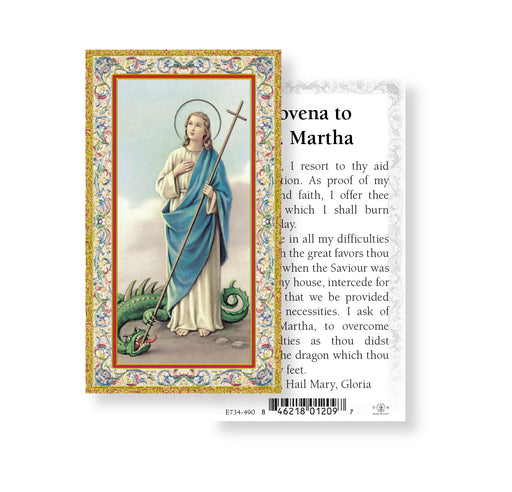 Saint Martha Gold-Stamped Holy Card Keep God in Life