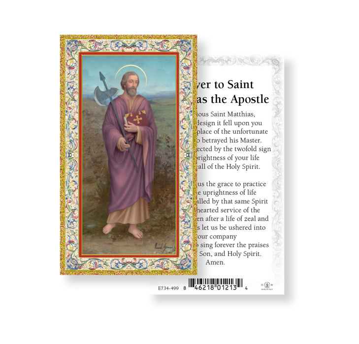 Saint Matthias the Apostle Gold-Stamped Holy Card Keep God in Life