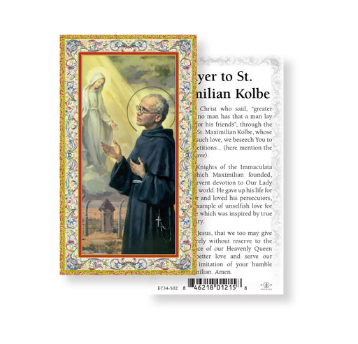 Saint Maximilian Kolbe Gold-Stamped Holy Card Keep God in Life