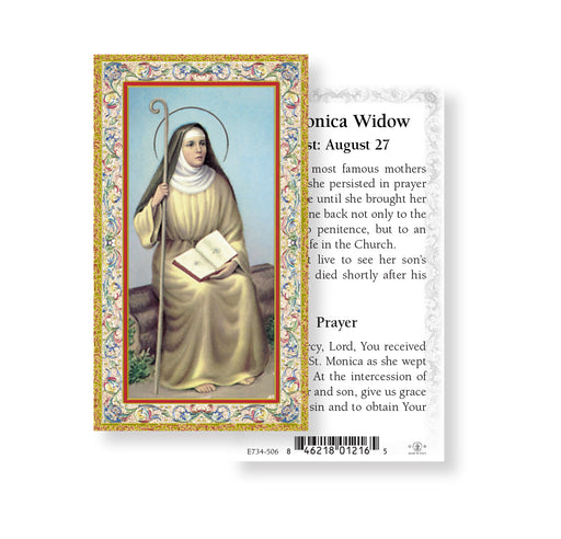 Saint Monica Gold-Stamped Holy Card Keep God in Life