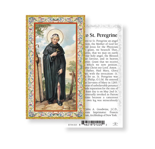 Saint Peregrine Gold-Stamped Holy Card Keep God in Life