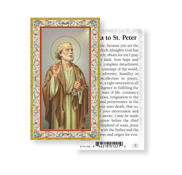 Saint Peter Gold-Stamped Holy Card Keep God in Life
