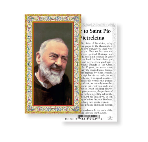 Saint Pio Gold-Stamped Holy Card Keep God in Life