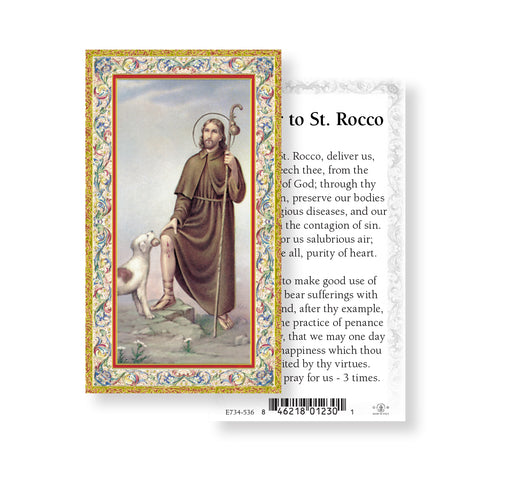 Saint Rocco Gold-Stamped Holy Card Keep God in Life