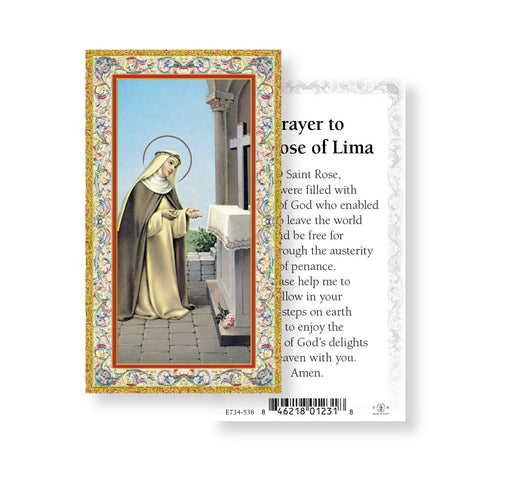 Saint Rose of Lima Gold-Stamped Holy Card Keep God in Life
