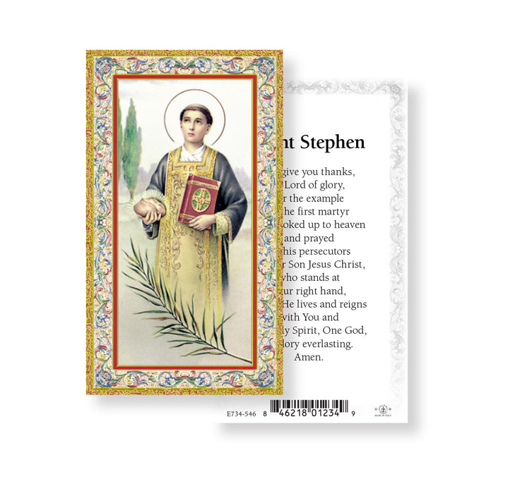 Saint Stephen Gold-Stamped Holy Card Keep God in Life