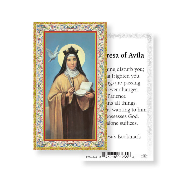 Saint Teresa of Avila Gold-Stamped Holy Card Keep God in Life