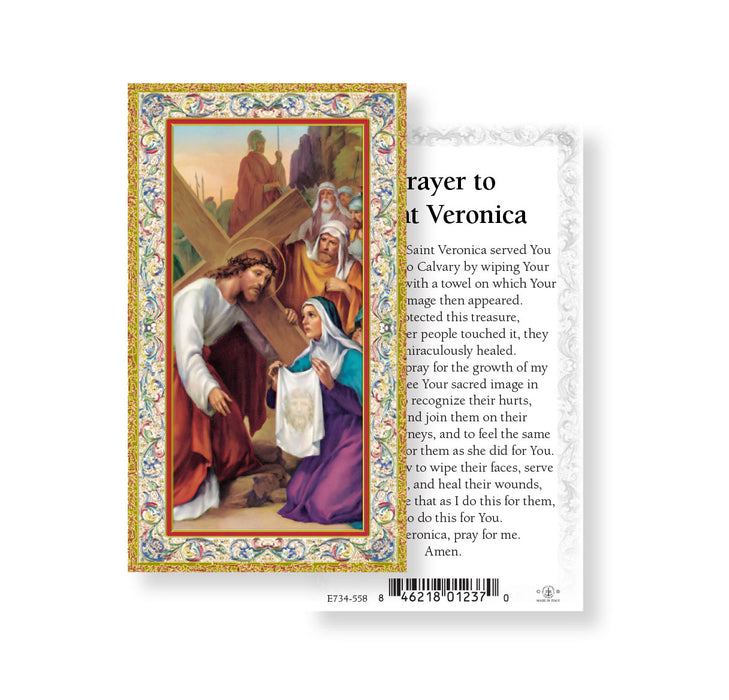 Saint Veronica Gold-Stamped Holy Card Keep God in Life