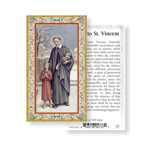 Saint Vincent de Paul Gold-Stamped Holy Card Keep God in Life