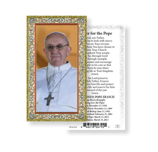 Pope Francis Gold-Stamped Holy Card Keep God in Life