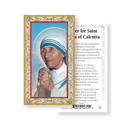 Saint Teresa of Calcutta Gold-Stamped Holy Card Keep God in Life