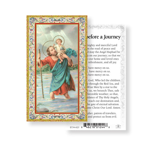 Prayer Before a Journey Gold-Stamped Holy Card Keep God in Life