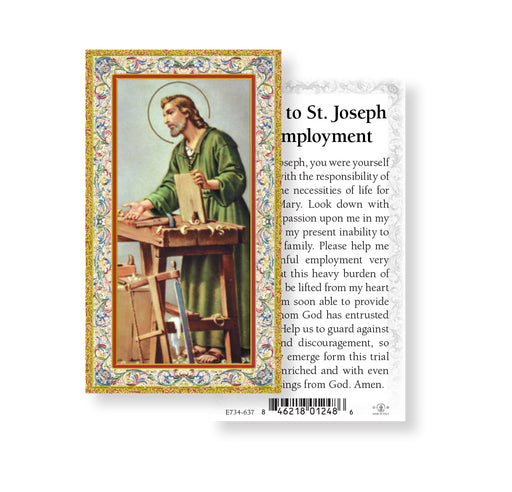 Saint Joseph Employment Prayer Gold-Stamped Holy Card Keep God in Life