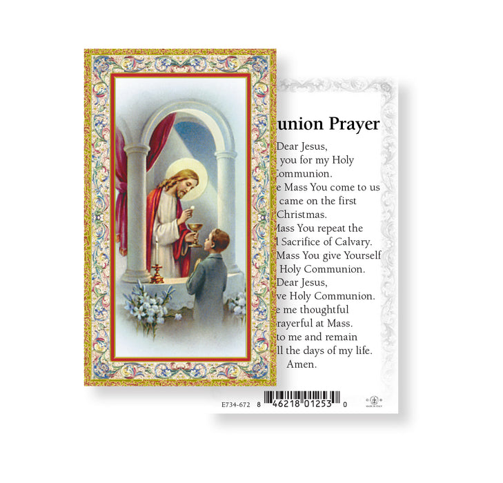 Communion Boy Gold-Stamped Holy Card Keep God in Life