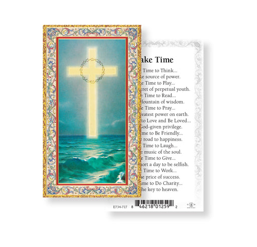 Take Time Cross on the Ocean Gold-Stamped Holy Card Keep God in Life
