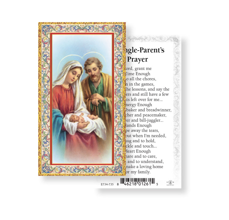 A Single Parents Prayer Gold-Stamped Holy Card Keep God in Life
